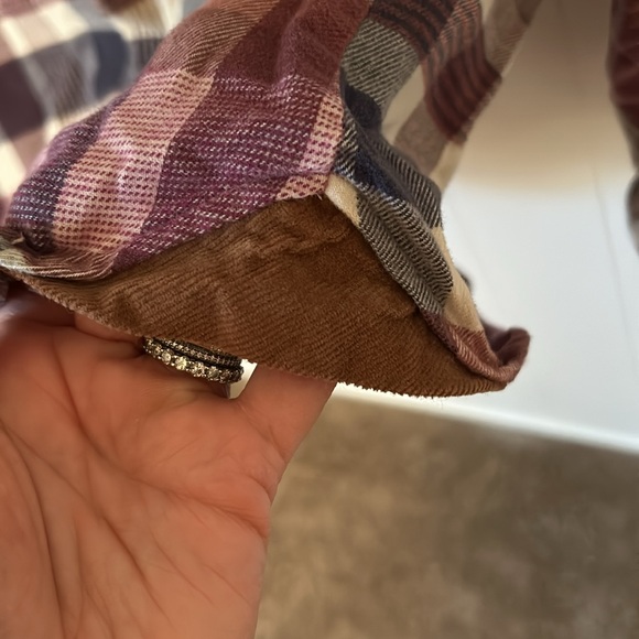 KUHL purple, blue and cream flannel with brown corduroy accents S - Picture 7 of 7